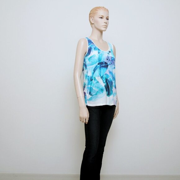 NWT Cynthia Rowley Watercolor Leaf Print Tank Top - Picture 1 of 10